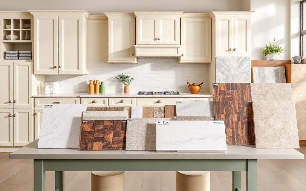 Material samples and swatches in showroom